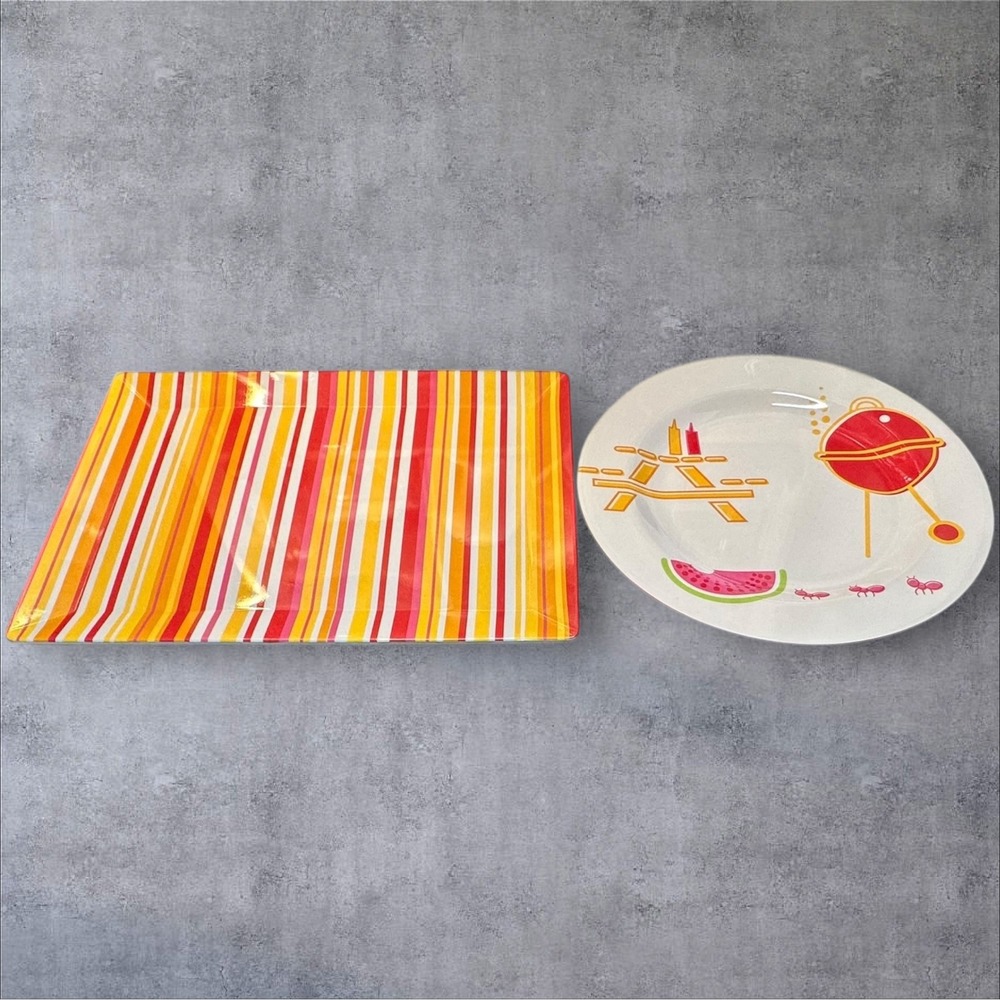 Target‎ Home Heavy Duty Melamine Serving Trays Set of 2 Colorful Picnic Design
